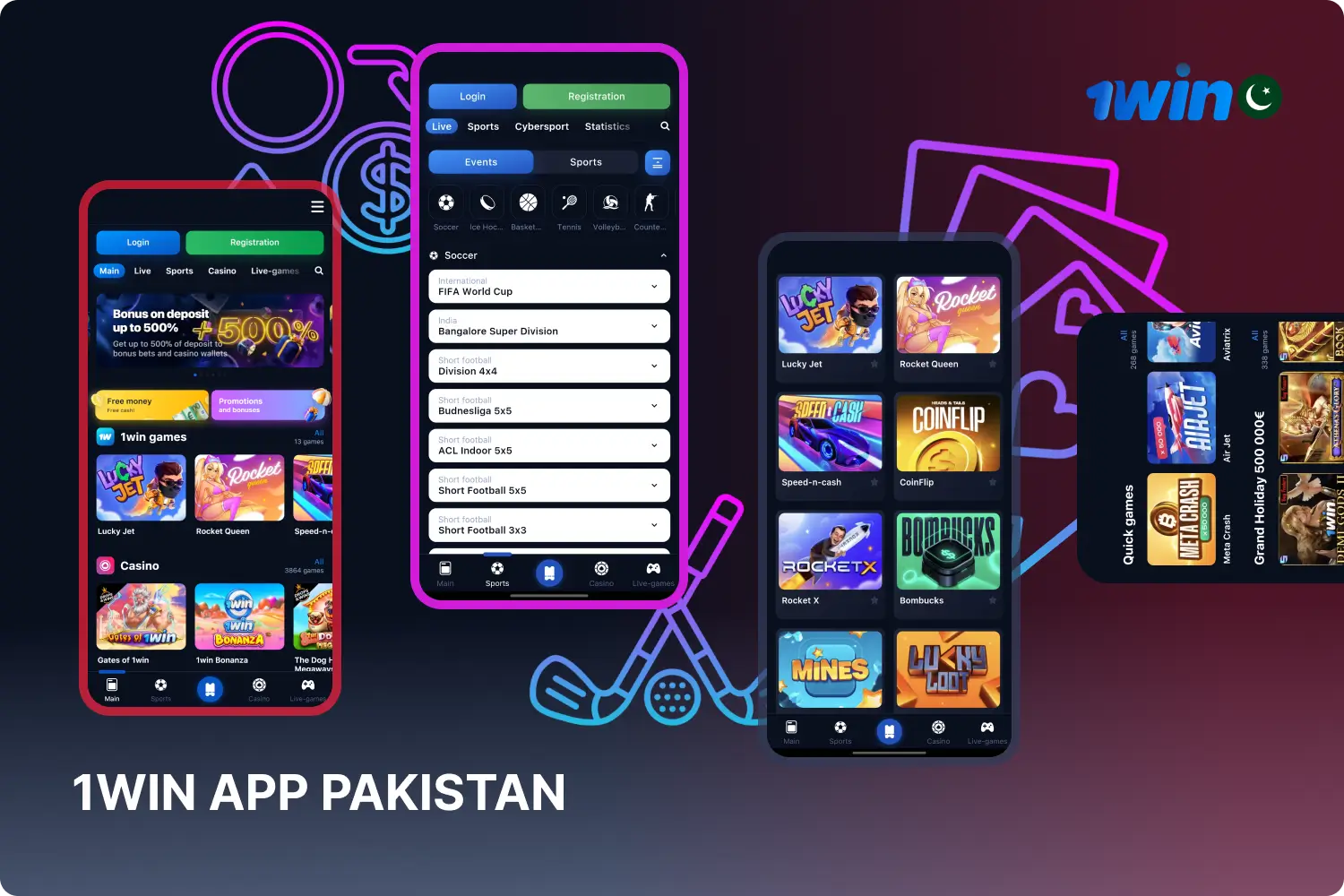 اینڈرائیڈ اور آئی او ایس کے لیے 1win bet موبائل ایپ پاکستان میں صارفین کو کھیلوں پر شرط لگانے اور سہولت کے ساتھ کیسینو گیمز کھیلنے کی اجازت دیتی ہے