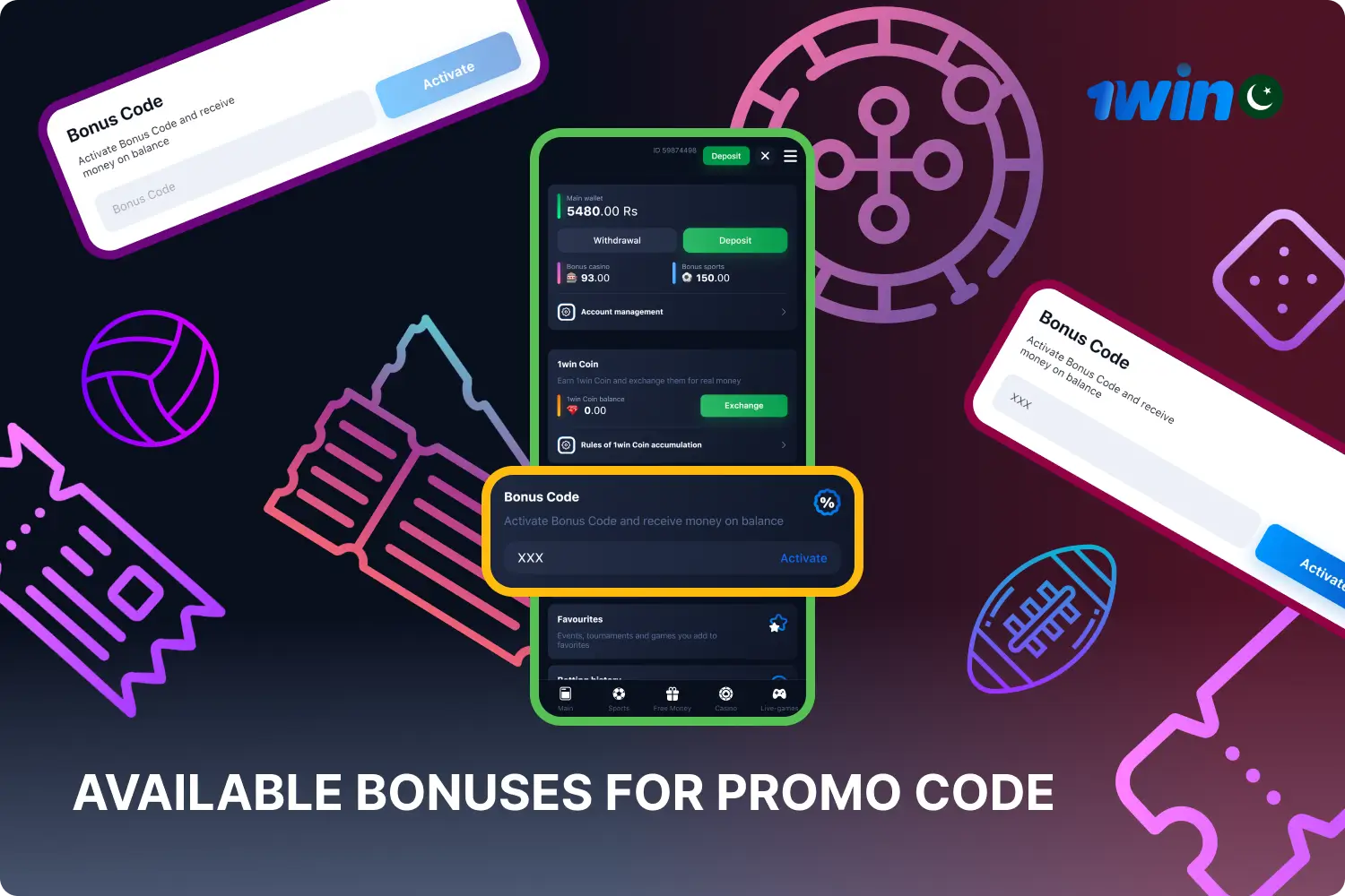 With the 1win promo code, players can access bonuses for sports betting or casino games of their choice