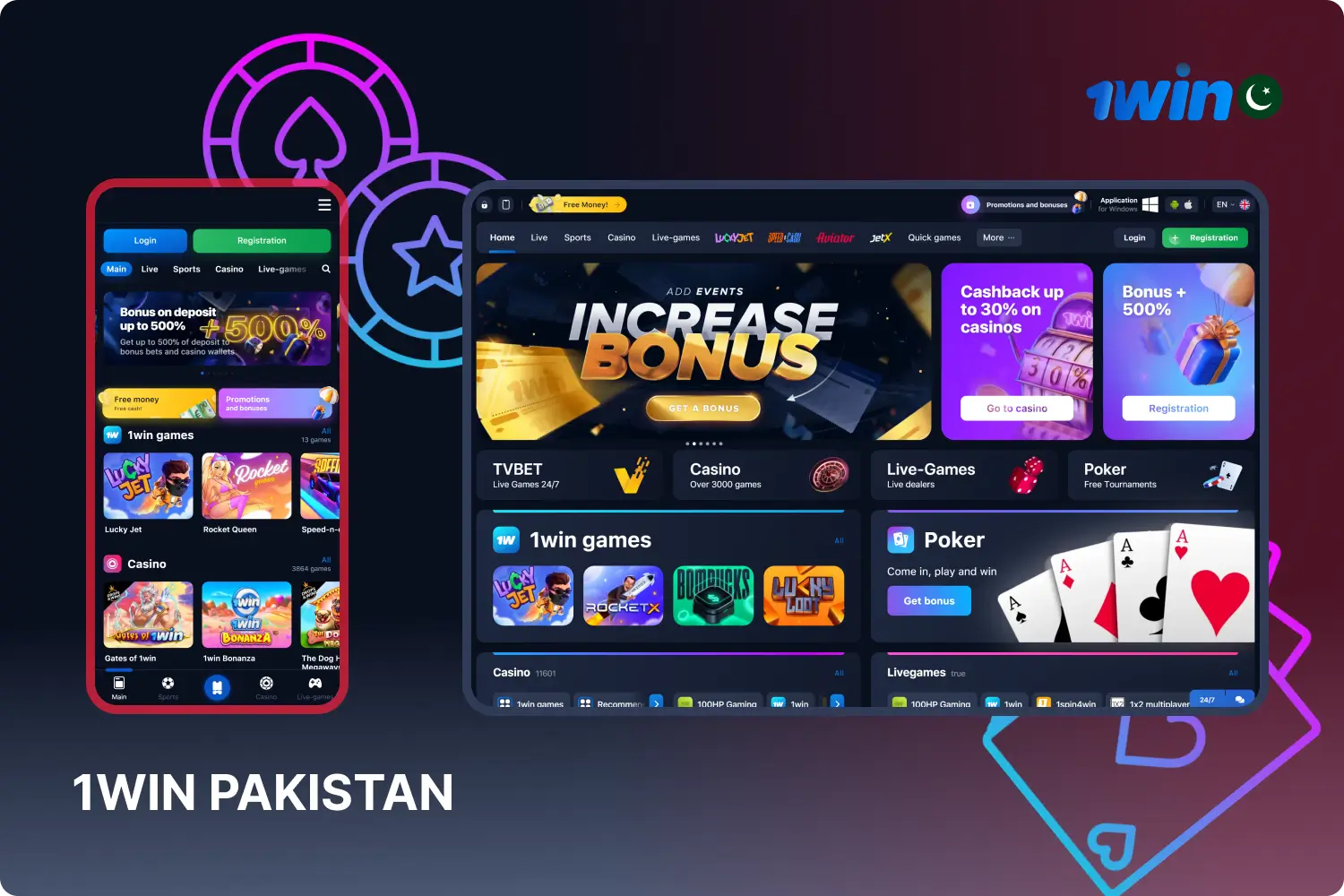 1win پاکستان اپنے صارفین کو کیسینو گیمز اور اسپورٹس بیٹنگ کا ایک بڑا انتخاب فراہم کرتا ہے، خوشگوار بونس اور گیمنگ کا ایک آرام دہ تجربہ پیش کرتا ہے۔
