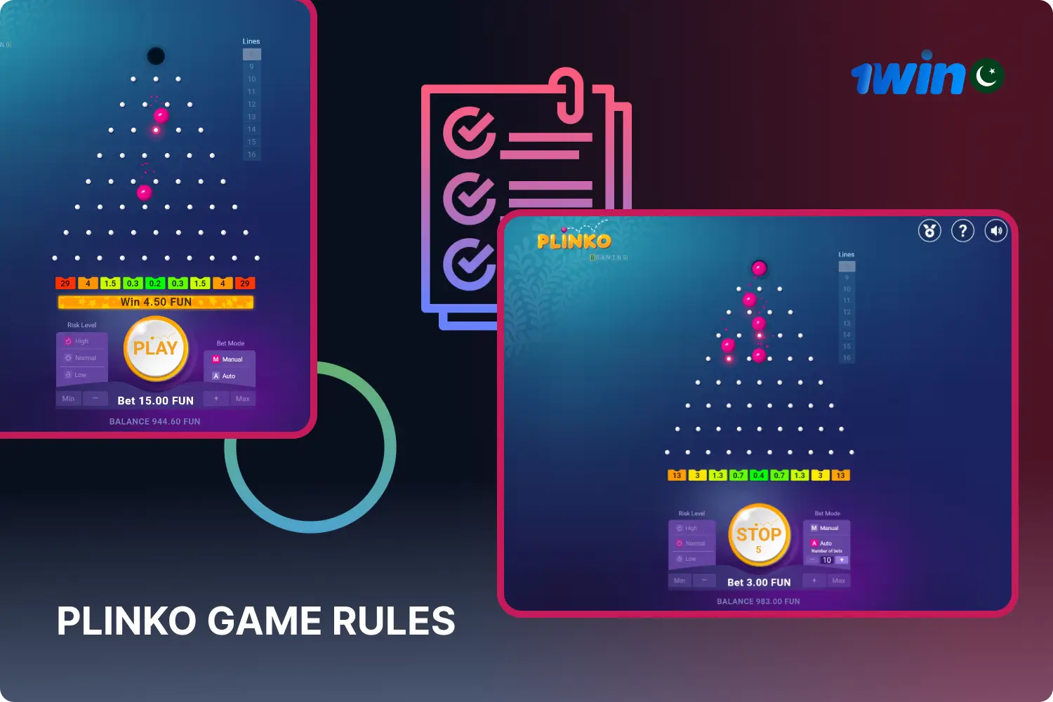The Plinko 1win game has fairly simple rules; users should familiarize themselves with them before starting to play for real money, and they can practice in demo modes