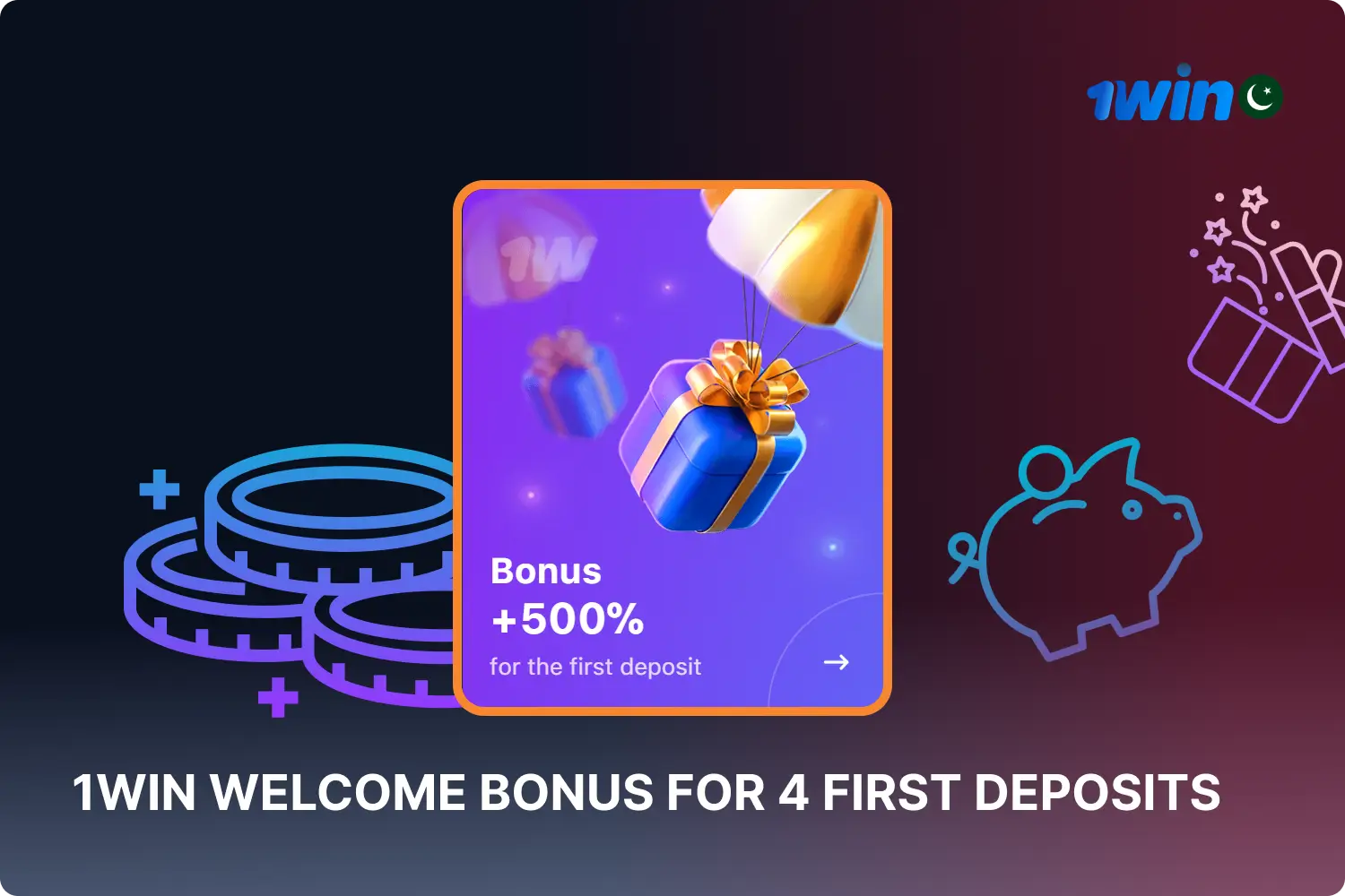 Players at 1win Casino can receive welcome bonuses for making their first four deposits