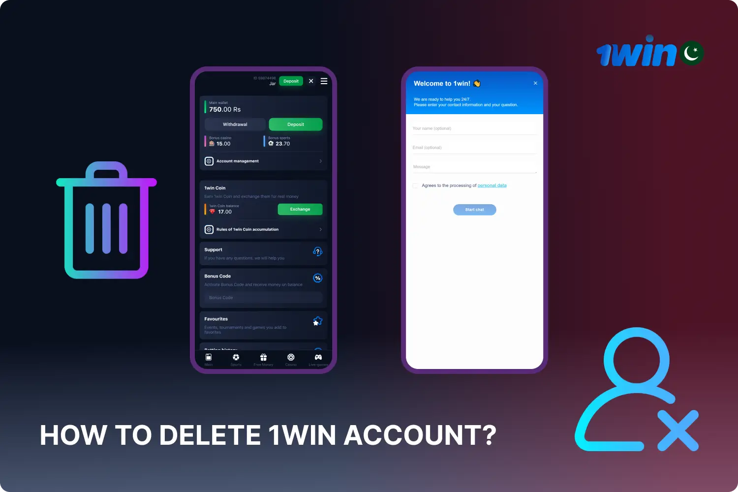 To delete your account on the 1win platform, users need to follow several steps