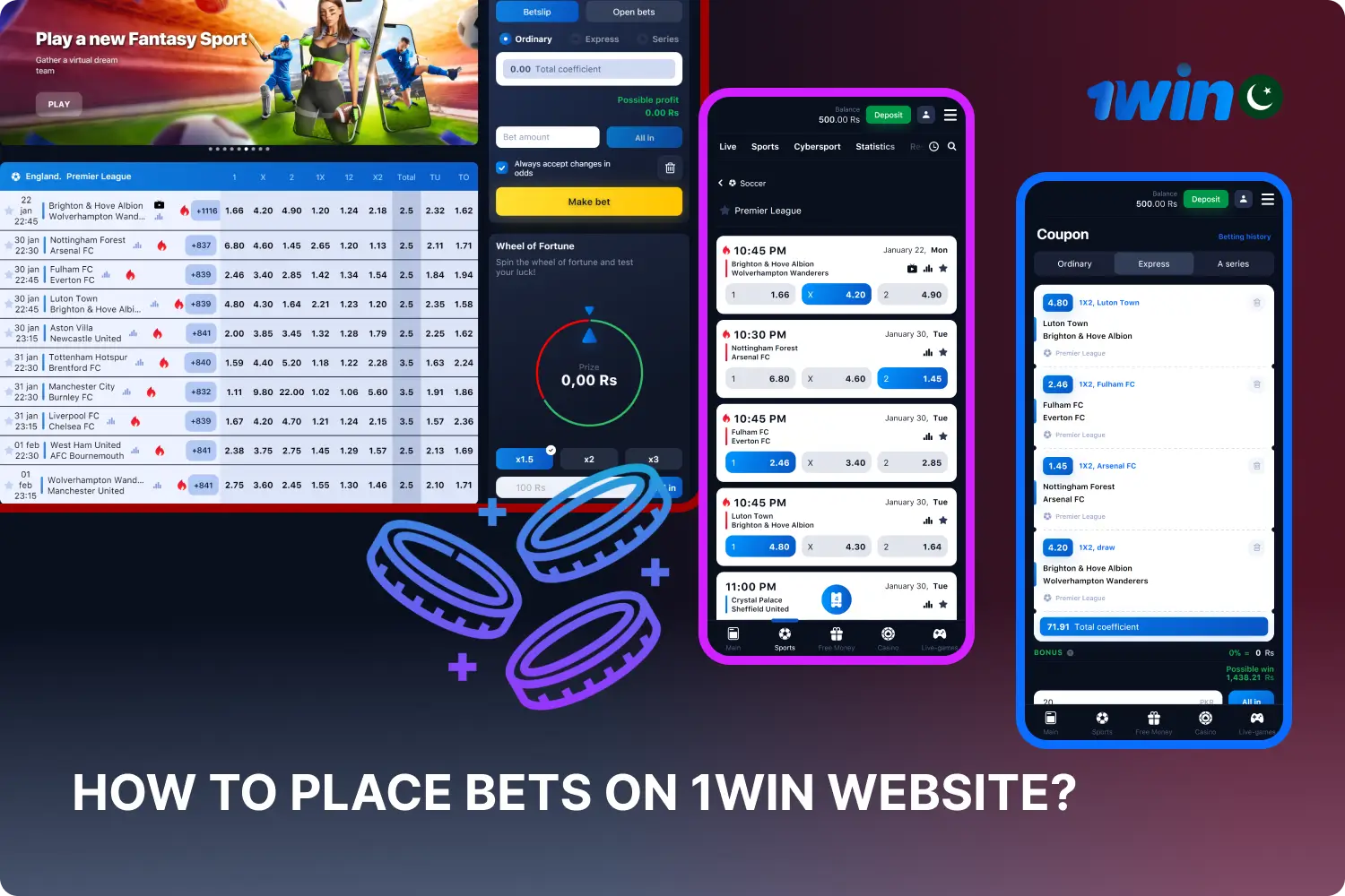 To bet at 1win, users from Pakistan need to register and make a deposit into their account, after which they can choose a sporting event of their choice to bet on