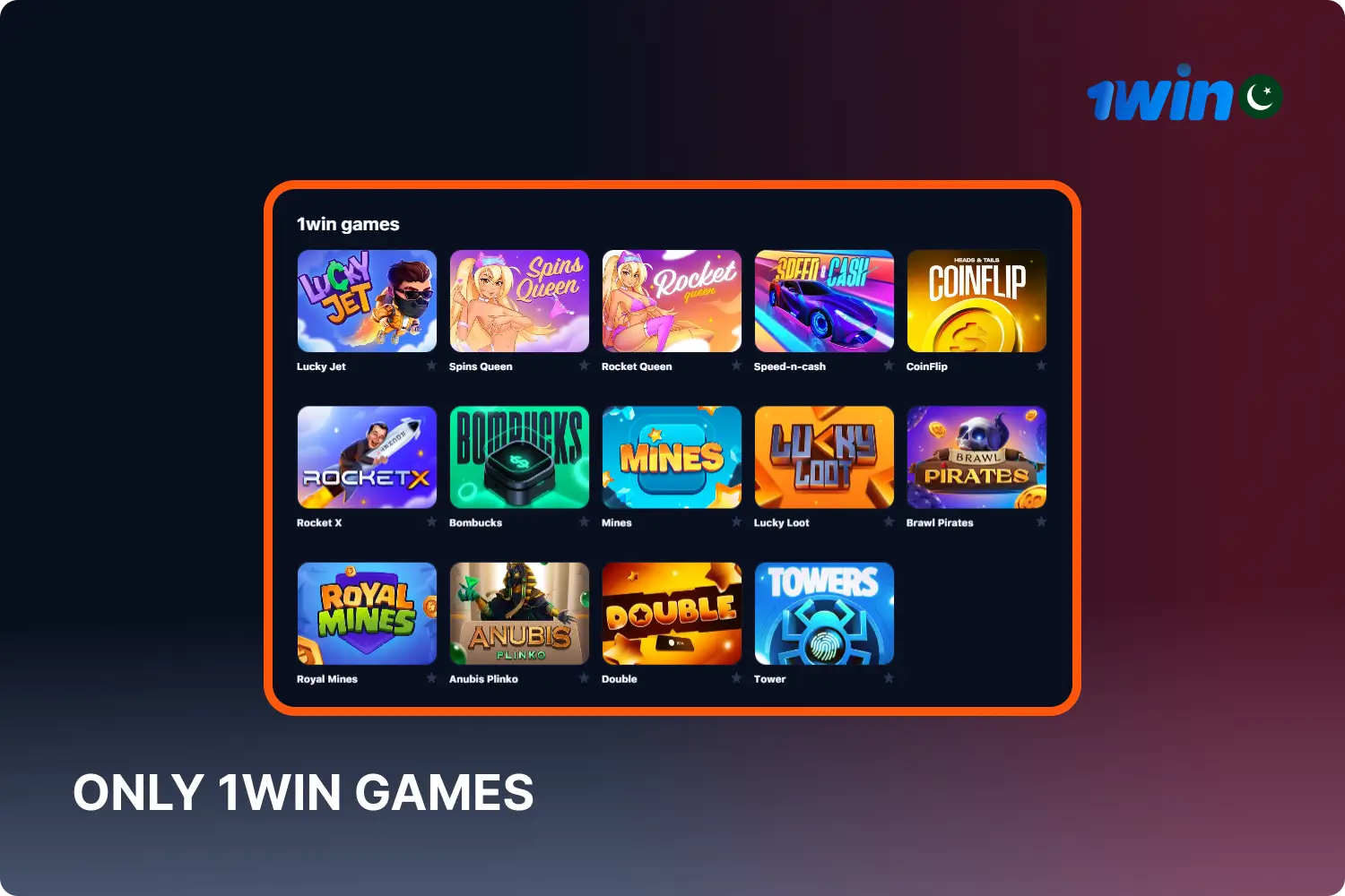 Exclusive games of the 1win platform are presented in a separate section Only 1win games