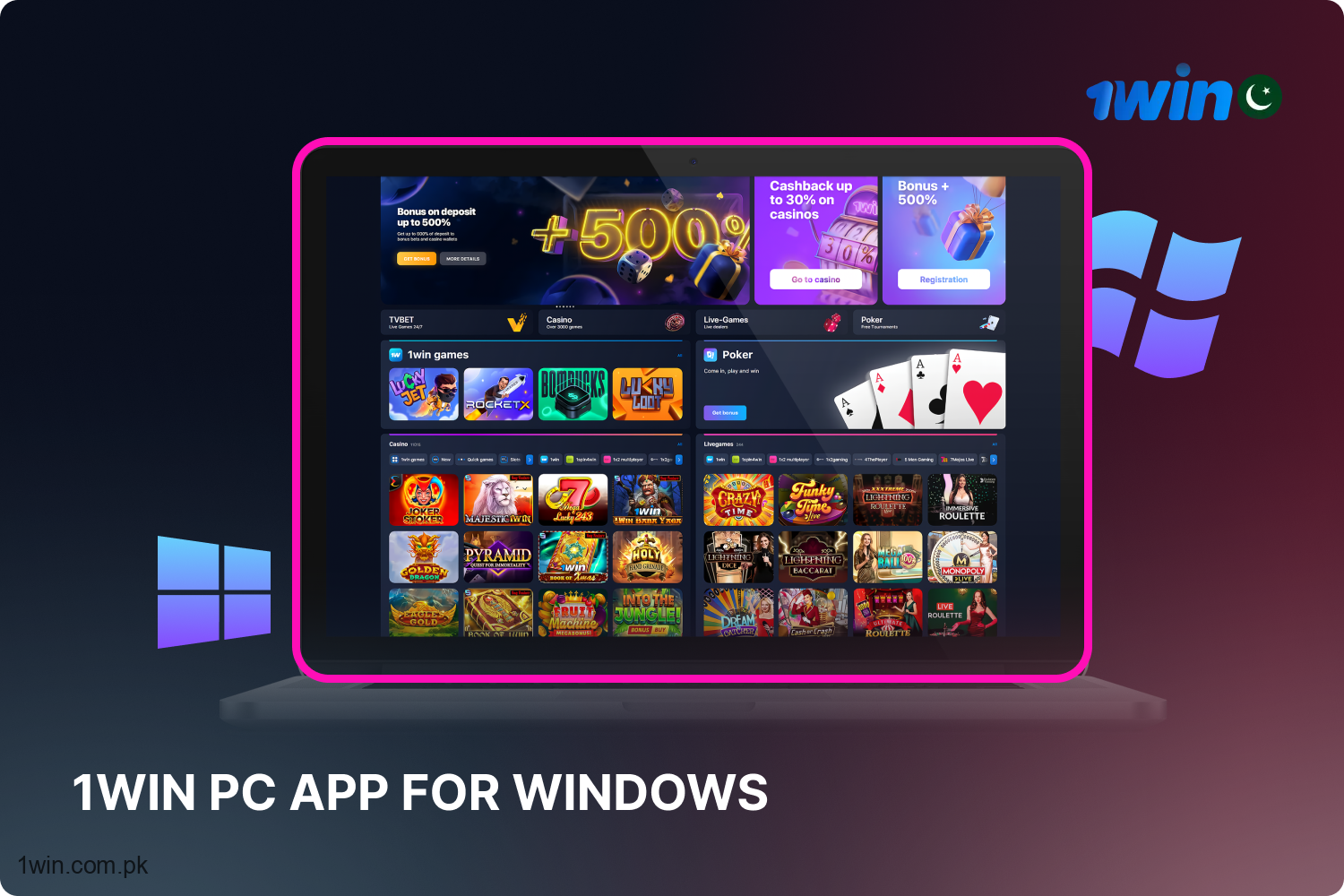 Users from Pakistan can improve their gaming and betting experience by downloading 1win's PC app