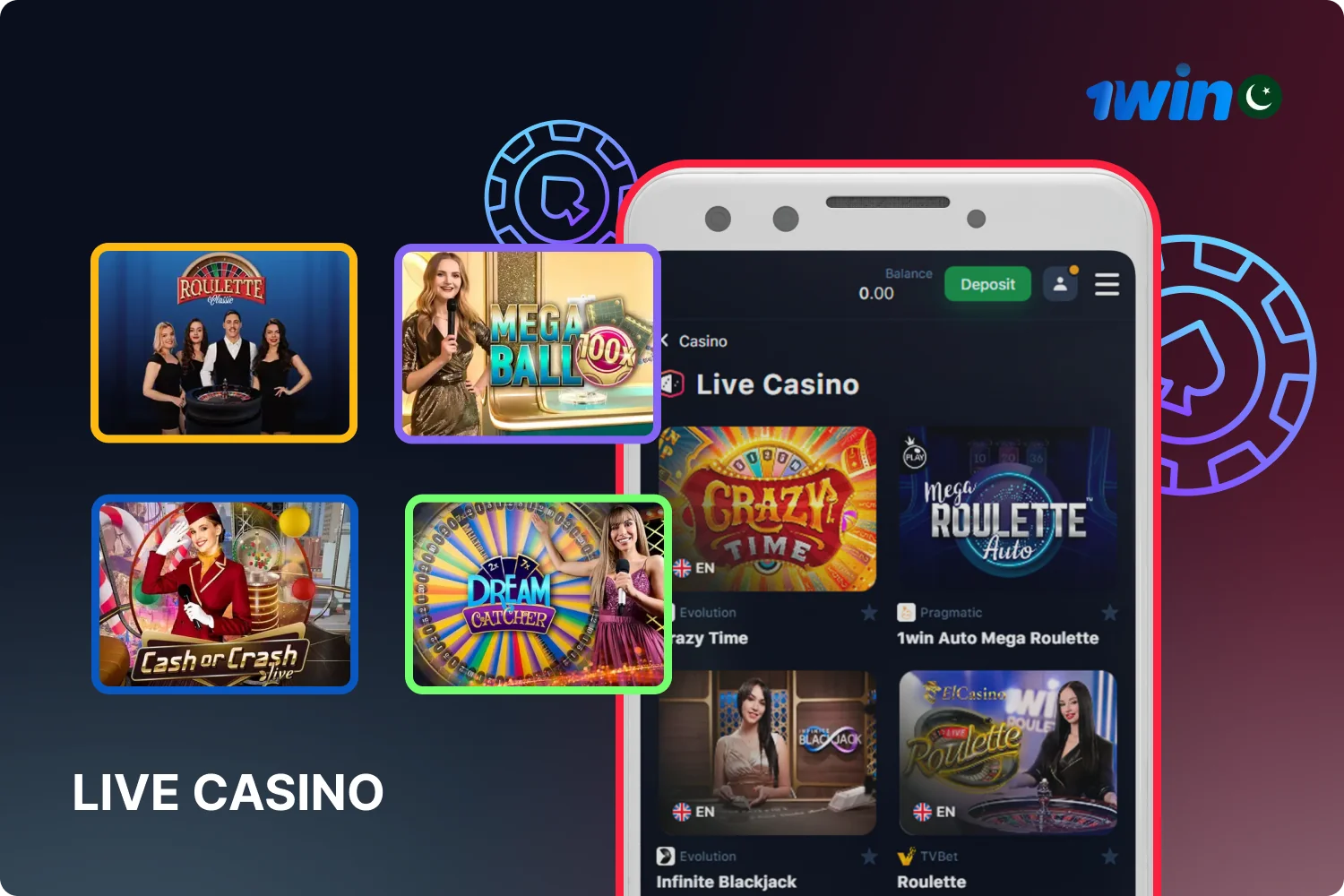 More than a hundred games from well-known providers can be easily found in the 1win live casino section