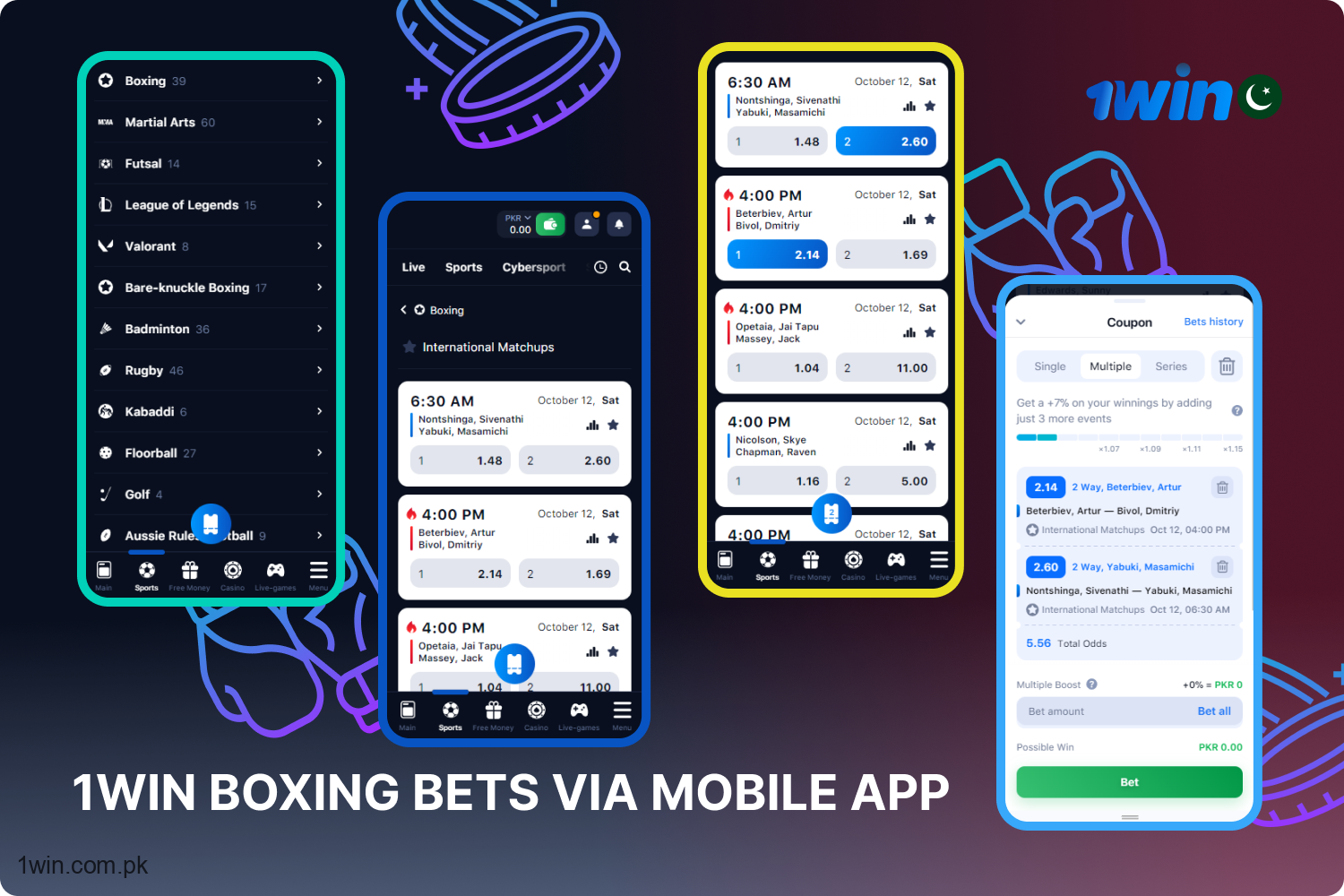 The mobile app that Pakistani bettors can use to bet on boxing can be downloaded for free from the 1win website