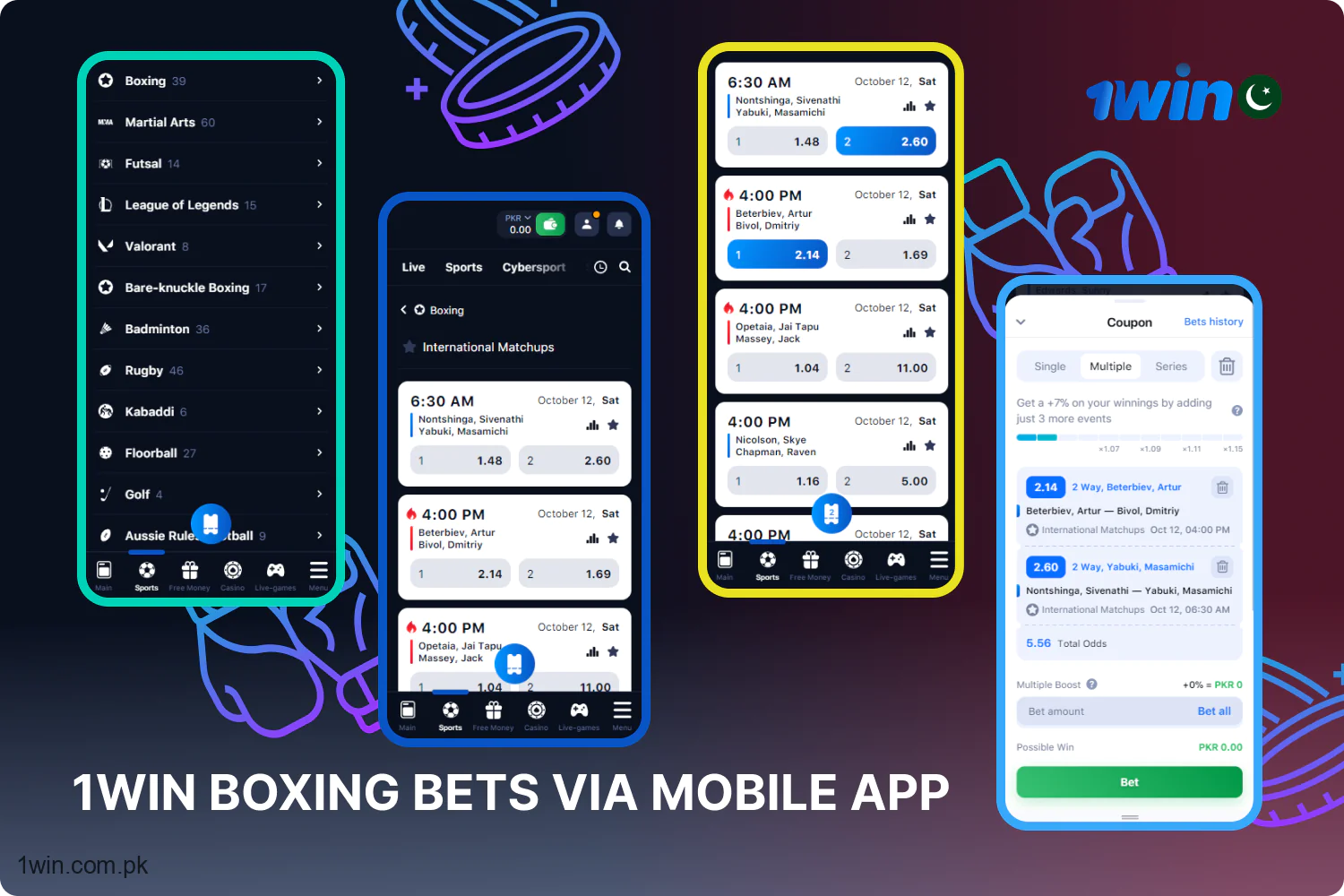 The mobile app that Pakistani bettors can use to bet on boxing can be downloaded for free from the 1win website
