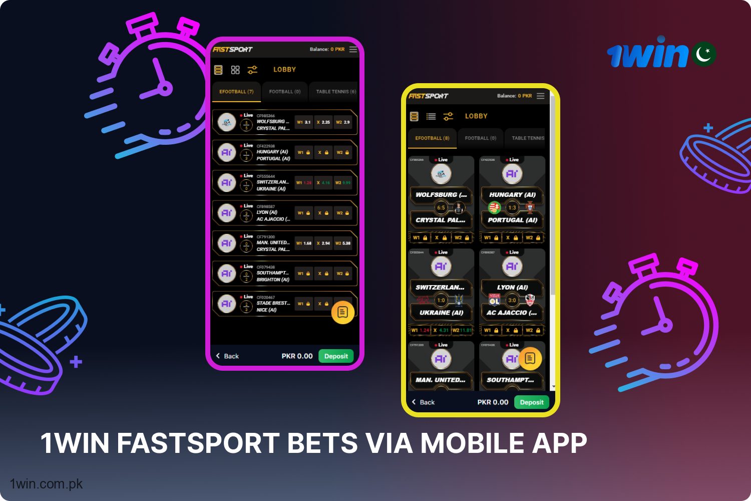 Online betting on Fastsport can be done via the convenient and free mobile app 1win Pakistan