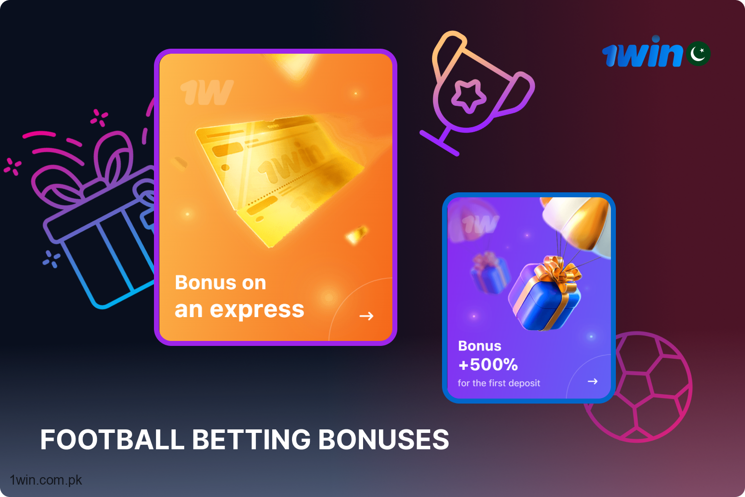 Players from Pakistan can claim a sign up bonus from 1win and an bonus on express