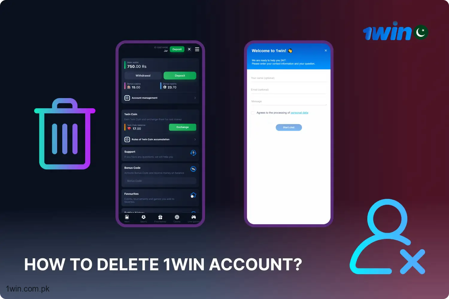 To delete your account on the 1win platform, users need to follow several steps