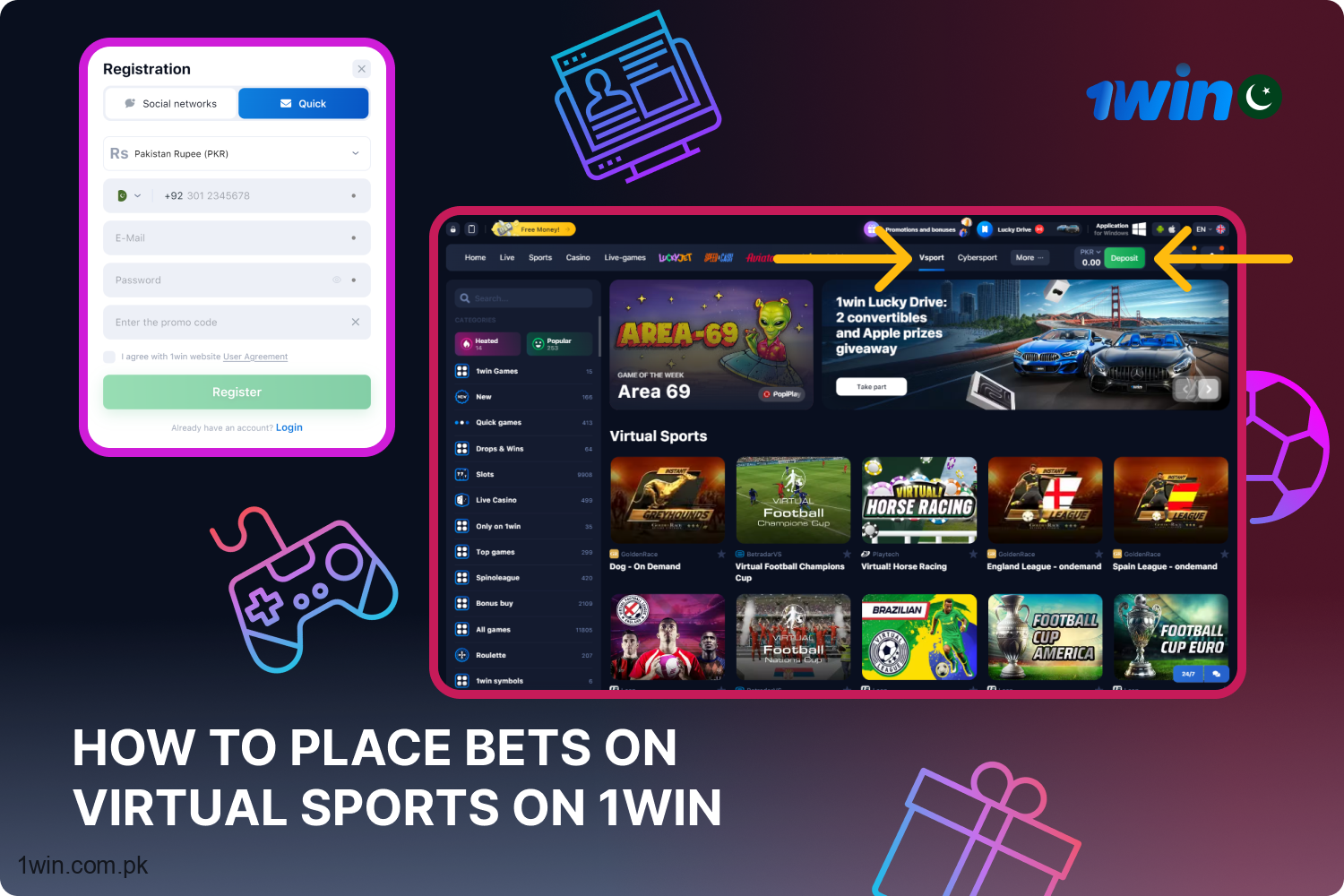 In order to bet on virtual sports at 1win, players from Pakistan must first register and fund an account