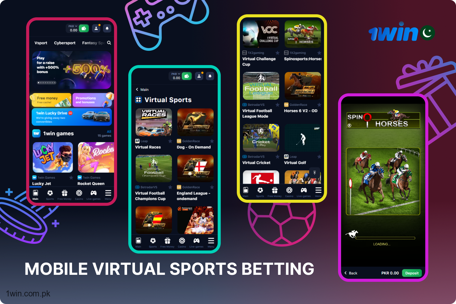 Users from Pakistan can bet on virtual sports through a modern and free 1win mobile app