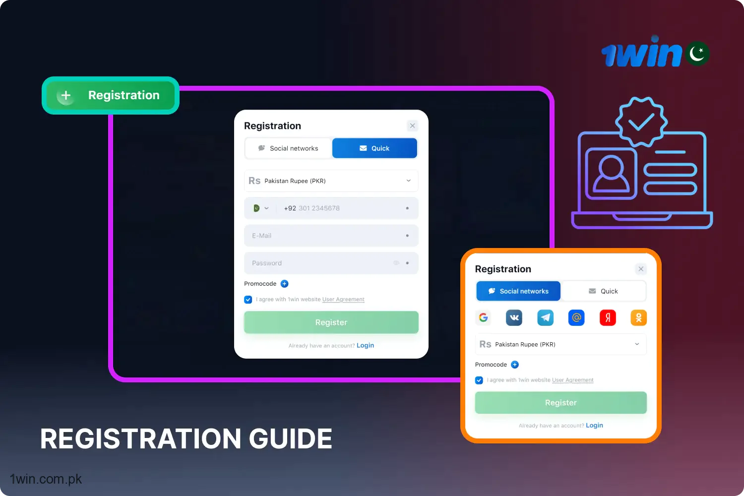 To create an account with 1win, players from Pakistan need to fill out fields in the registration form with a phone number, email and create a password