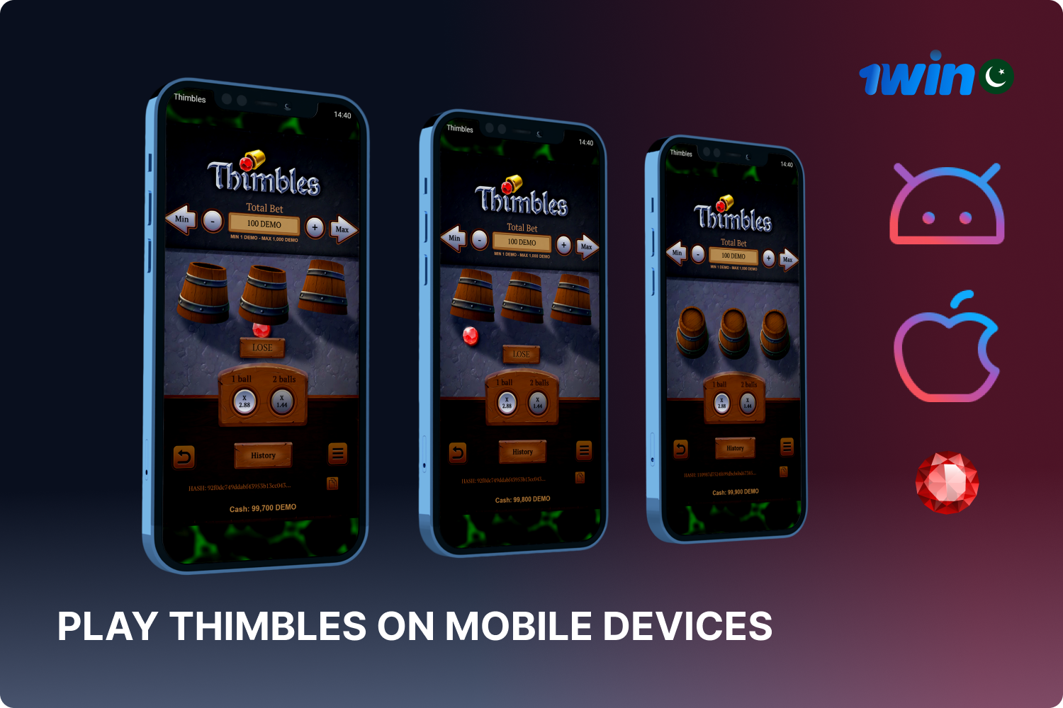 Thimbles game is compatible with both iOS and Android platforms