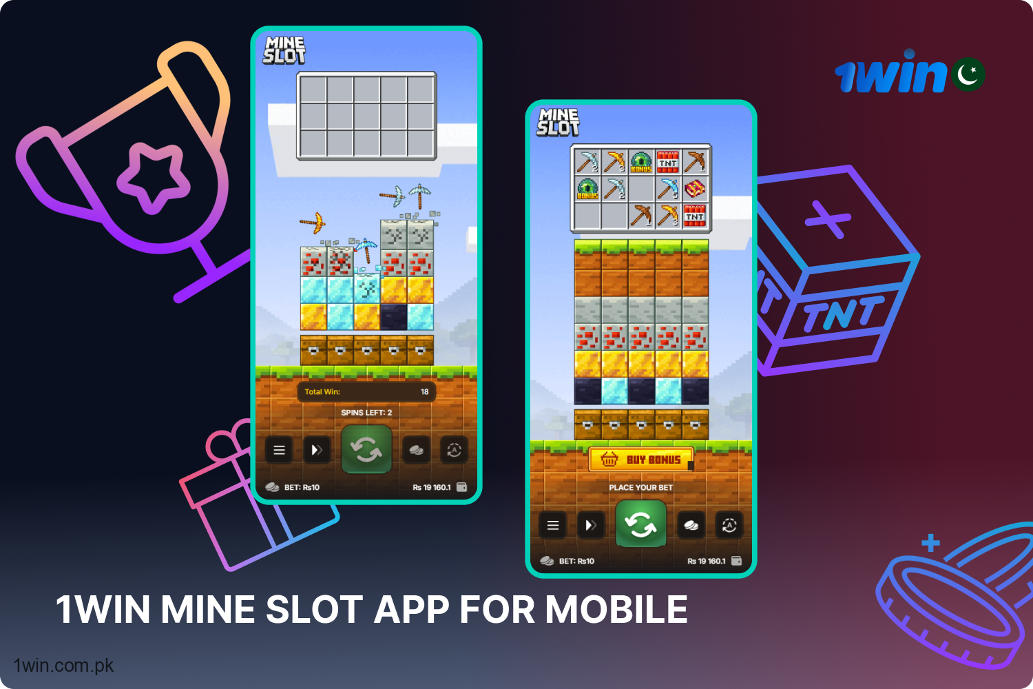 The 1win Mine Slot mobile app is available for free on the casino's official website